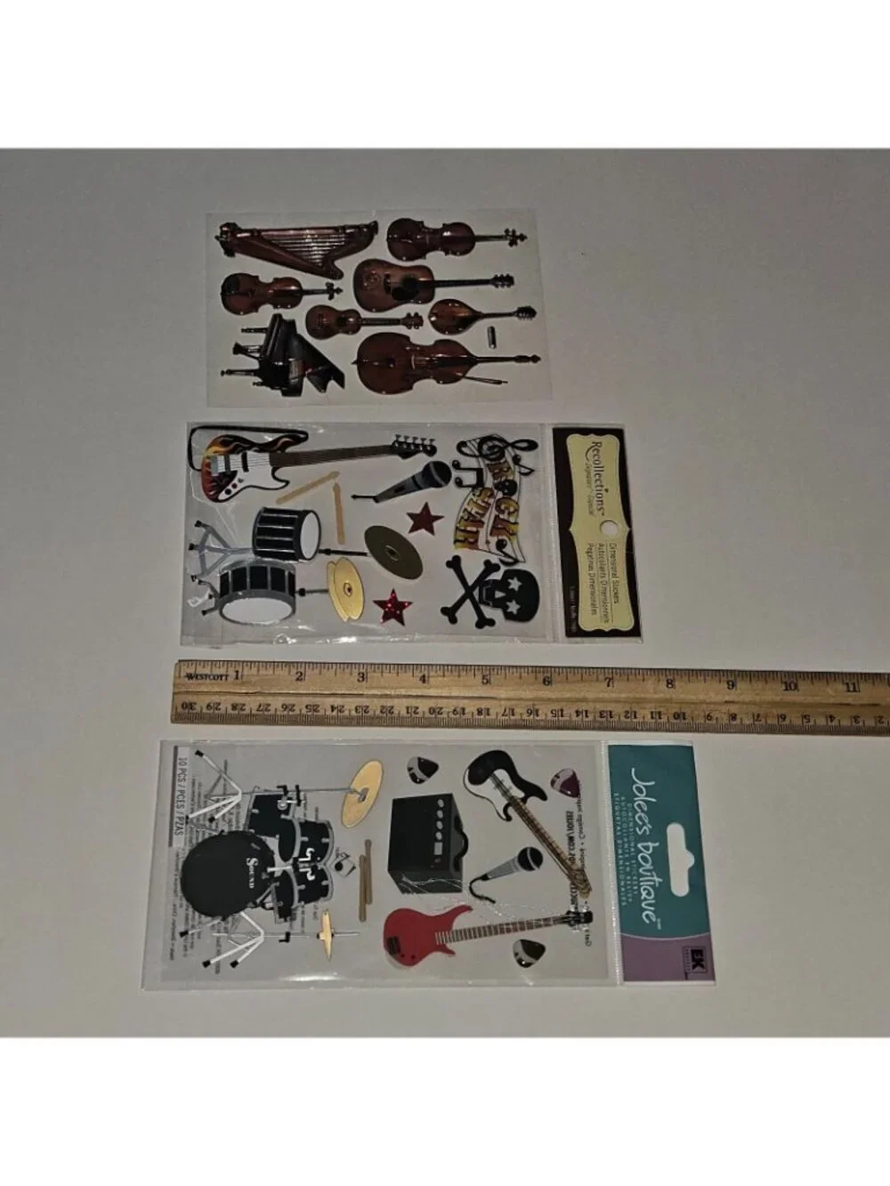 Dimensional Stickers Lot Musical Instruments Scrapbooking Guitar Drums Piano